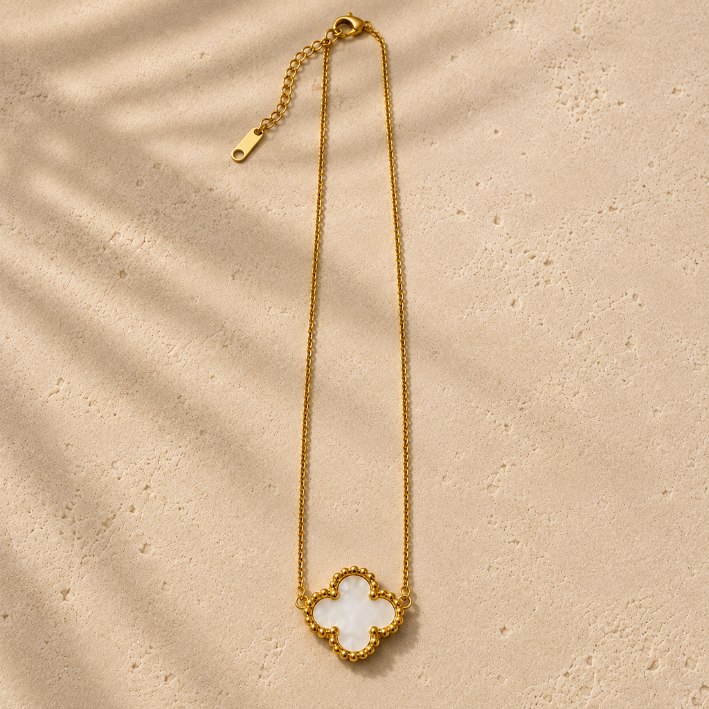 CADENA TREBOL BLANCO MUJER