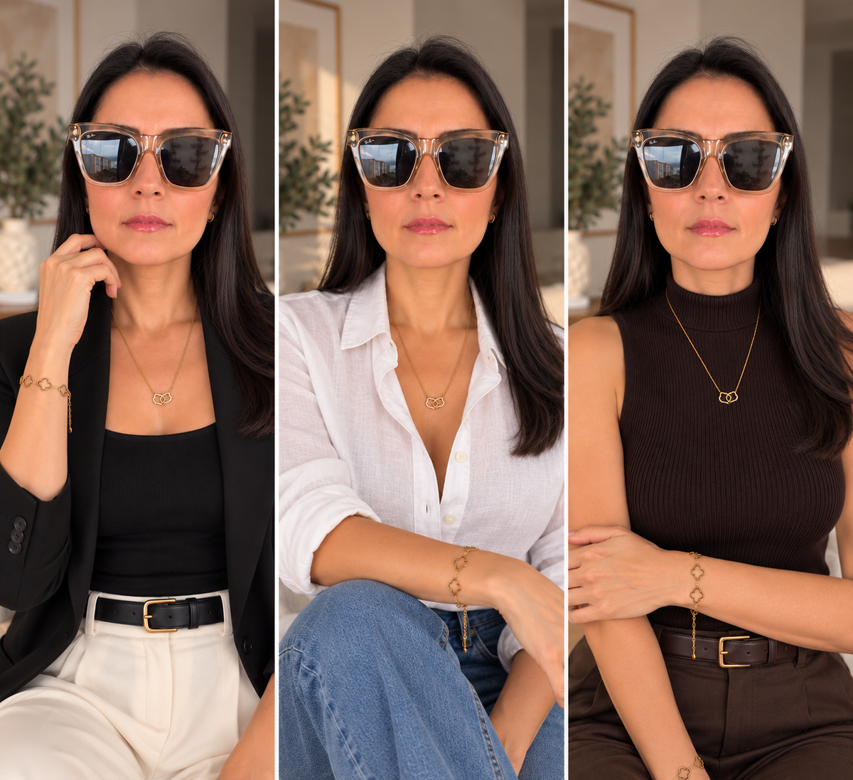SET TREBOL ENLAZADO + PULSERA TREBOL MUJER